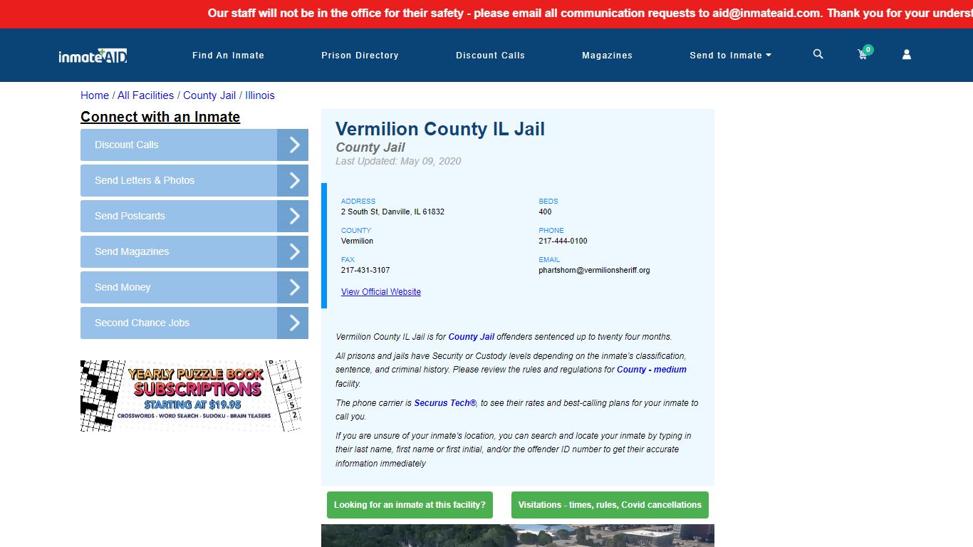 Vermilion County IL Jail - Inmate Locator - Danville, IL