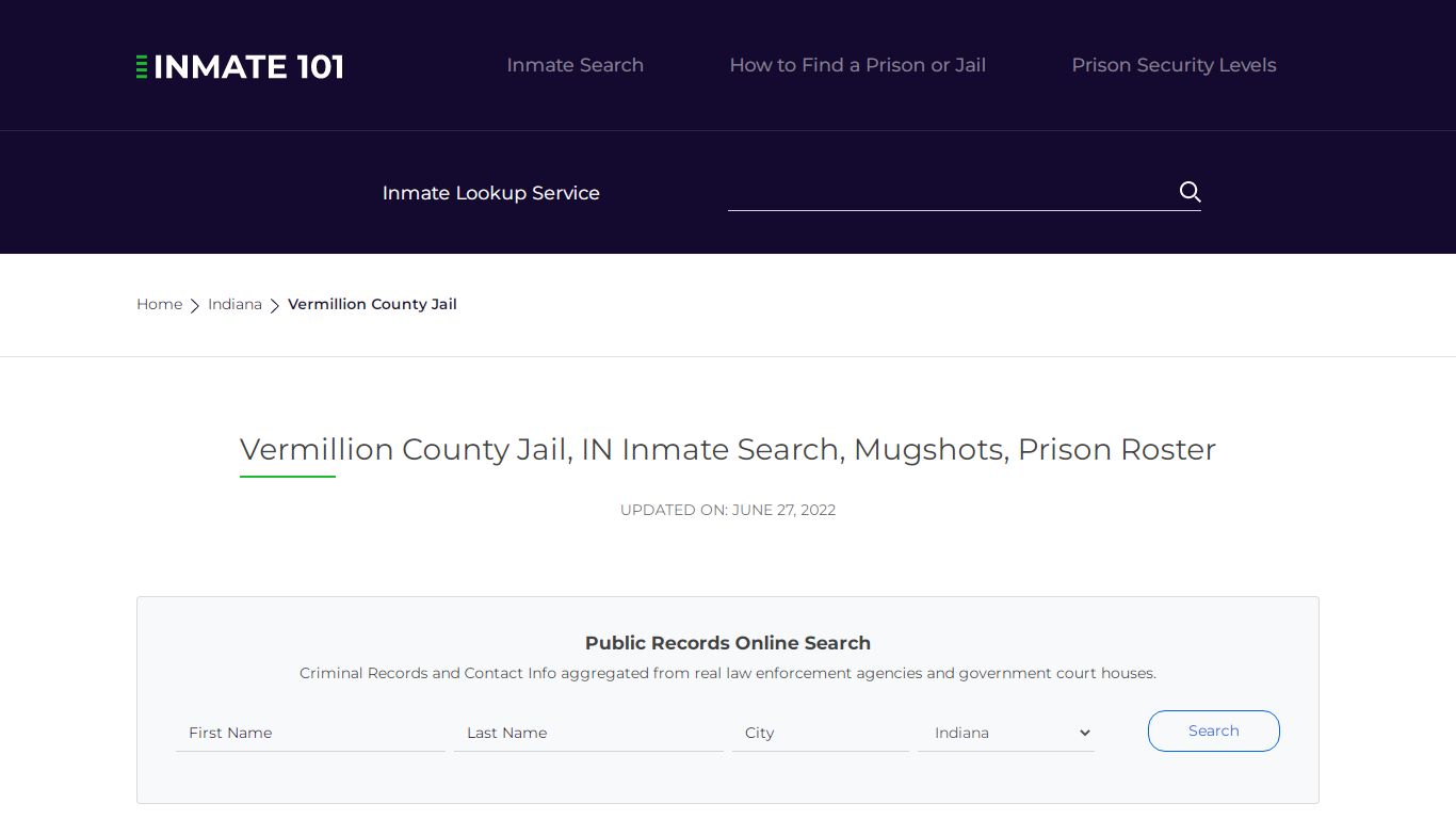 Vermillion County Jail, IN Inmate Search, Mugshots, Prison ...